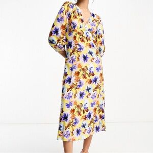 ASOS Y.A.S Floral V-Neck Yellow Dress